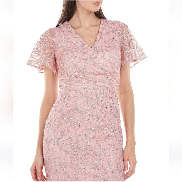 JS WINTER FAUX WRAP MERMAID GOWN Color: BLUSH - Picture 3 of 8